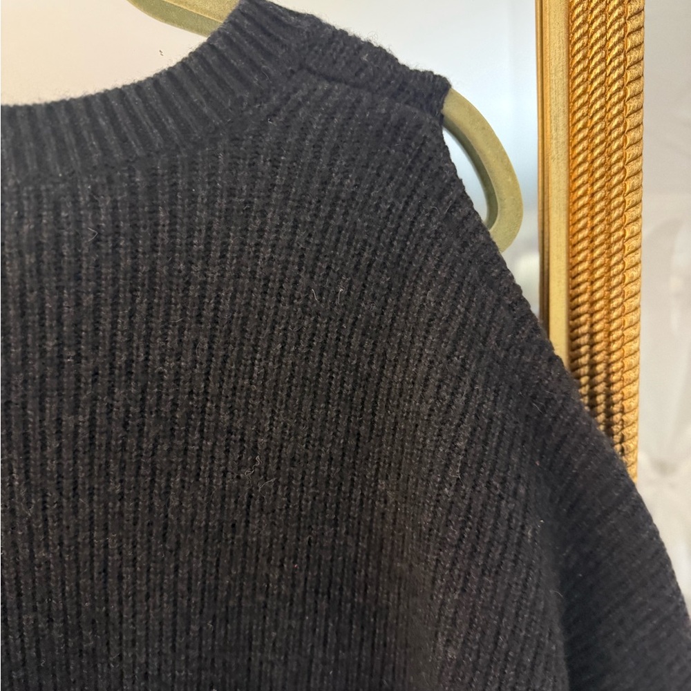 All Saints Charcoal V-Neck  Cold Shoulder Sweater - Picture 9 of 12
